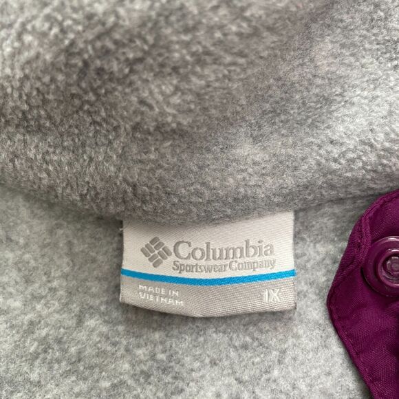 Columbia Campfire Fleece Jacket Mens XL Gray Purple 1/4 Snap Button Outdoor Hike - Picture 6 of 14